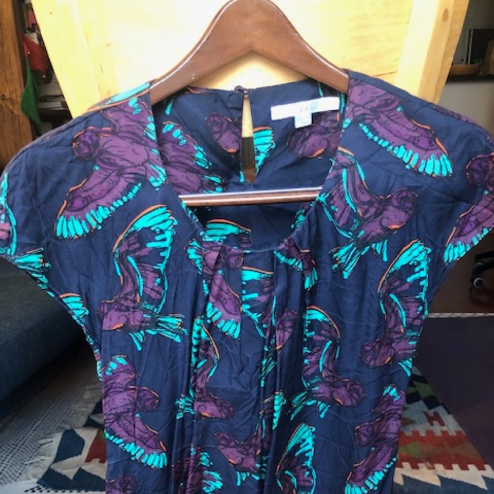 Boden Silk Blend Ravello Bird Print Top